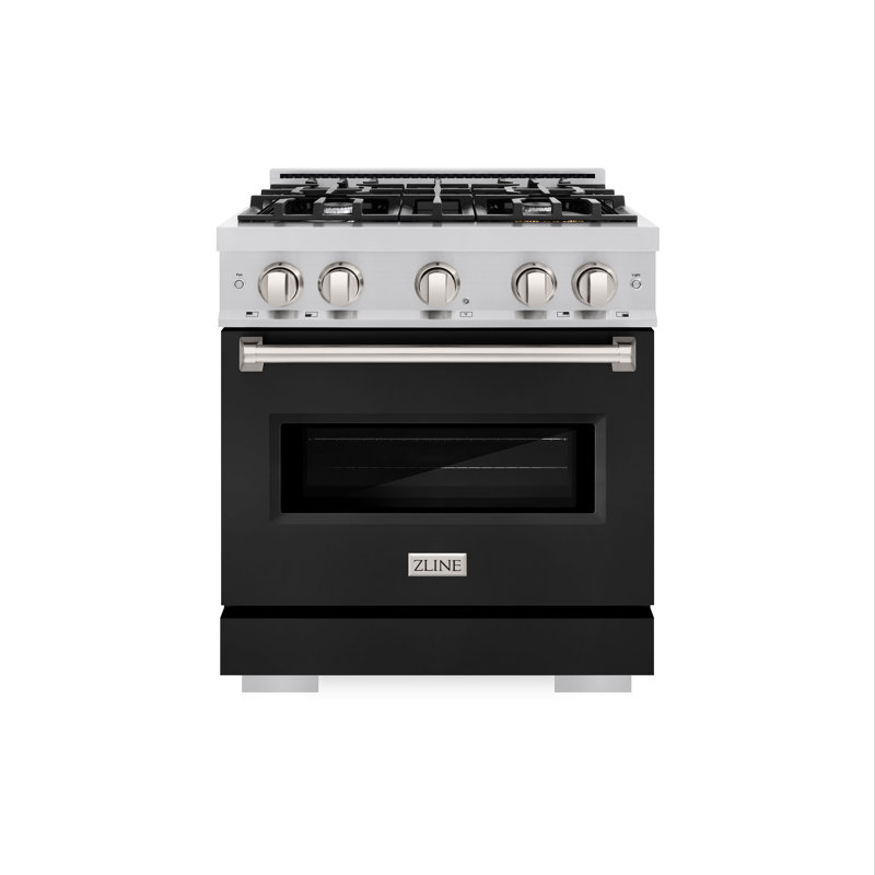 ZLINE 30" Classic Dual Fuel Black Matte Door Range w/ 4 Burners and Convection Oven, Black