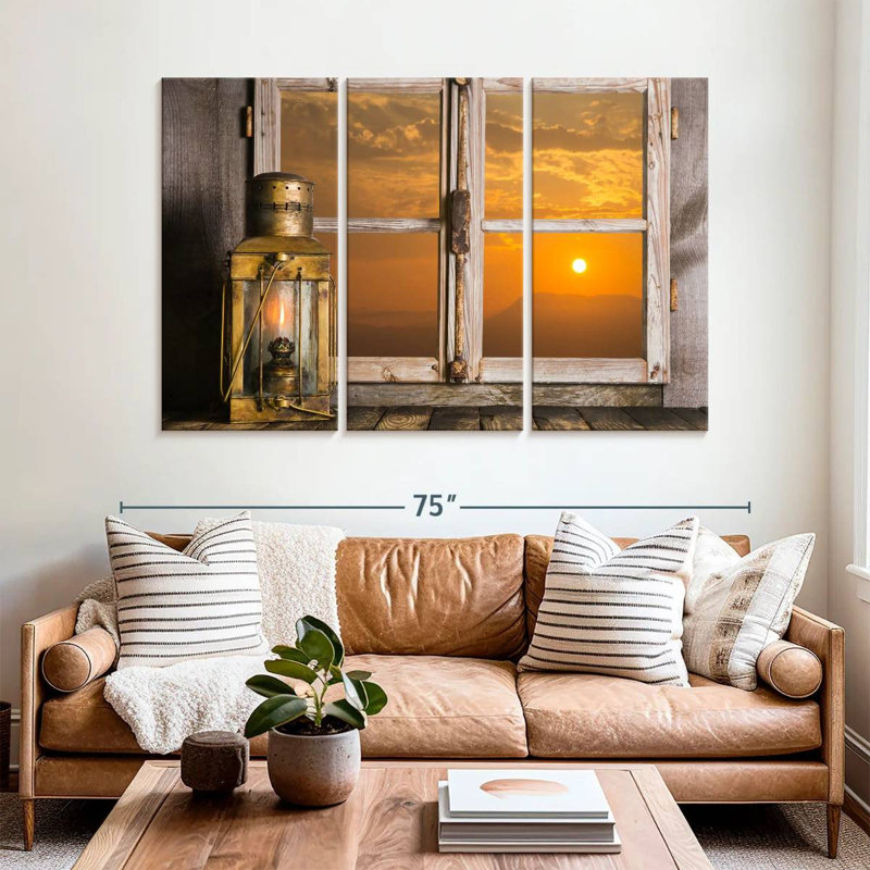 Senne Copper Lantern By The Window, 42" H x 65" W