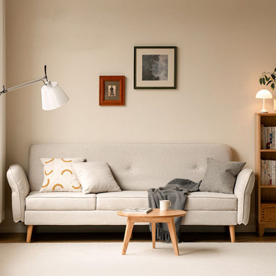 Canapé modulaire blanc imitation coton et lin