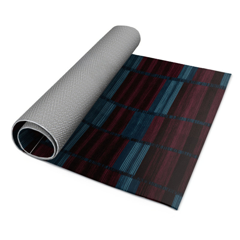 Tapis d'intérieur et d'extérieur à carreaux rouge, Rectangulaire 2 pi x 3 pi