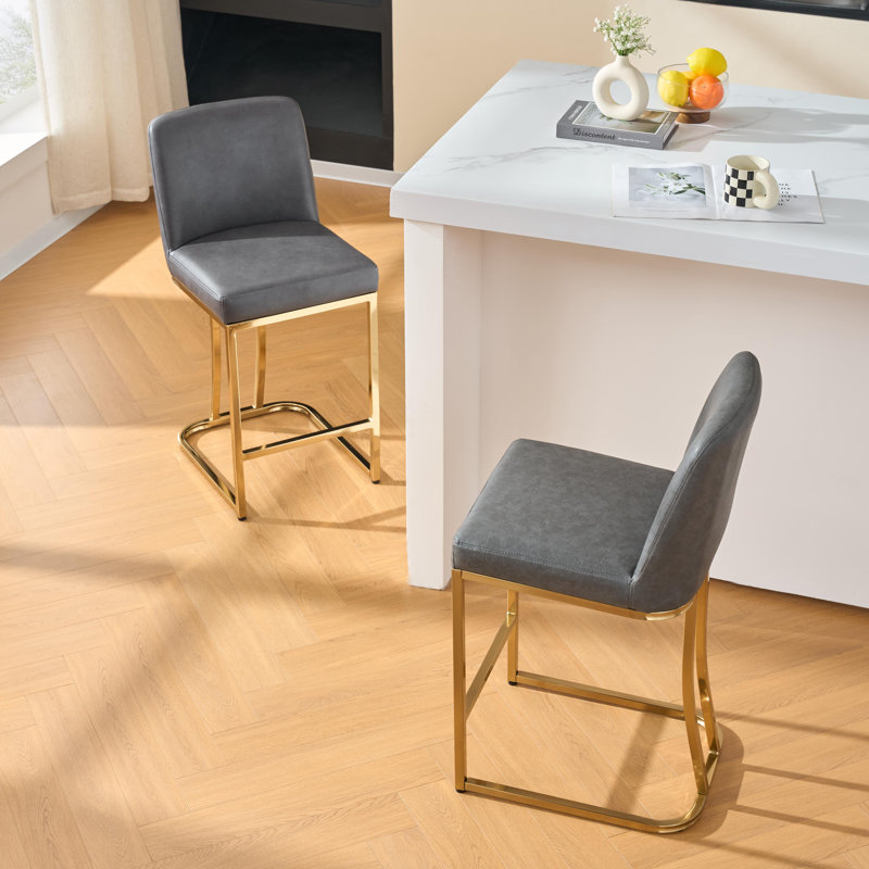 Upholstered Counter Stool With Metal Frame