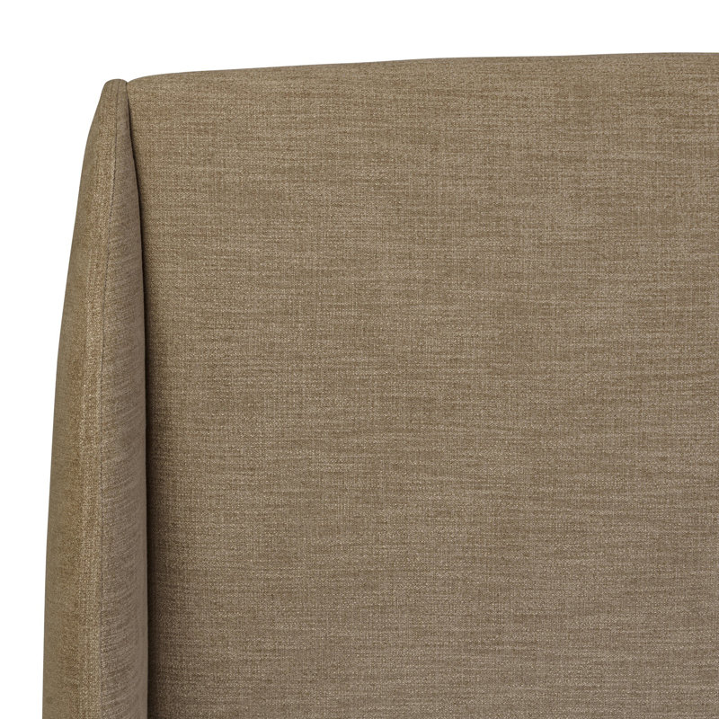 Maeve Upholstered Wingback Bed, Queen, Cambric Ivory/Natural Oak