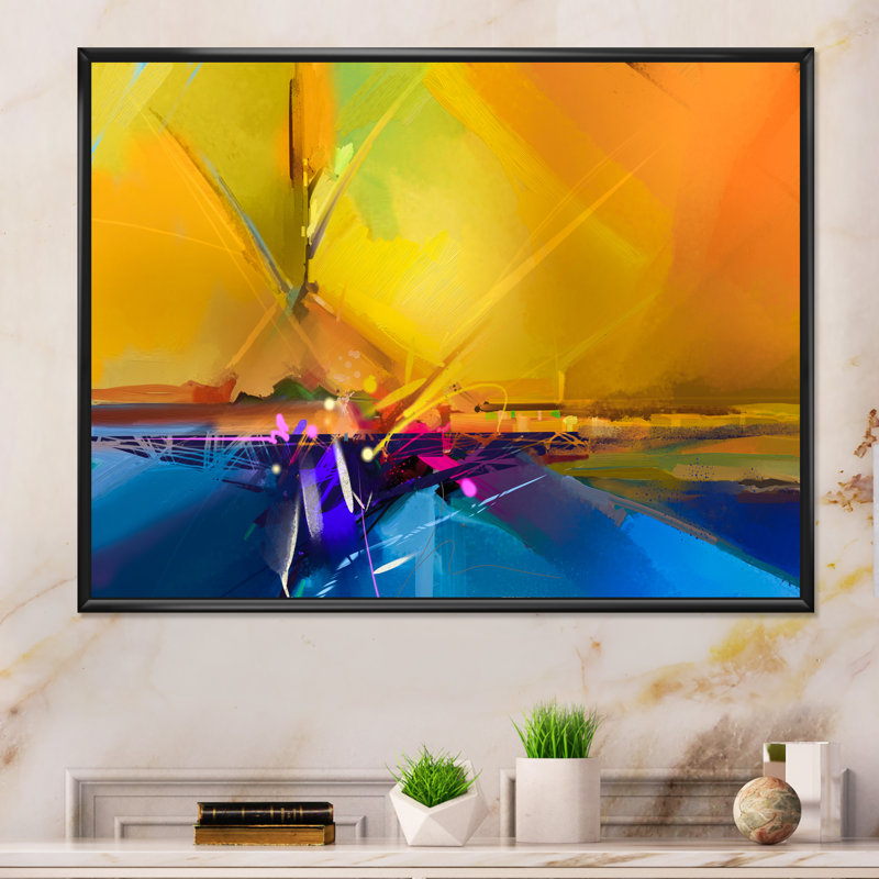 Impression sur toile Modern Ocean Waves Impression II - Floater, H 16 po x l 32 po x P 1 po, Cadre flottant noir