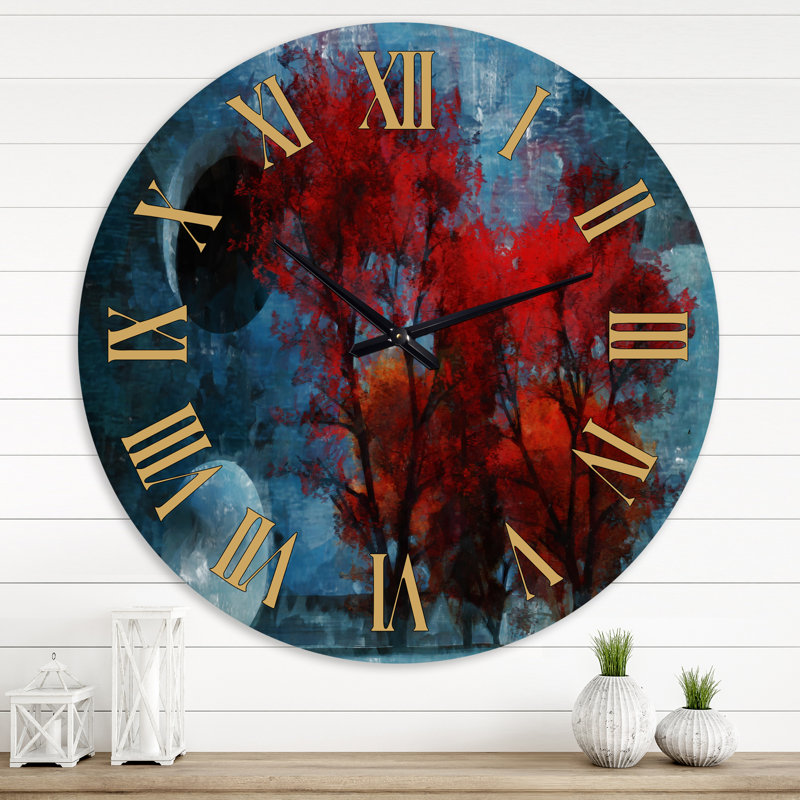 Arbre d'automne forêt colorée XXV - horloge murale maison de campagne, Grand