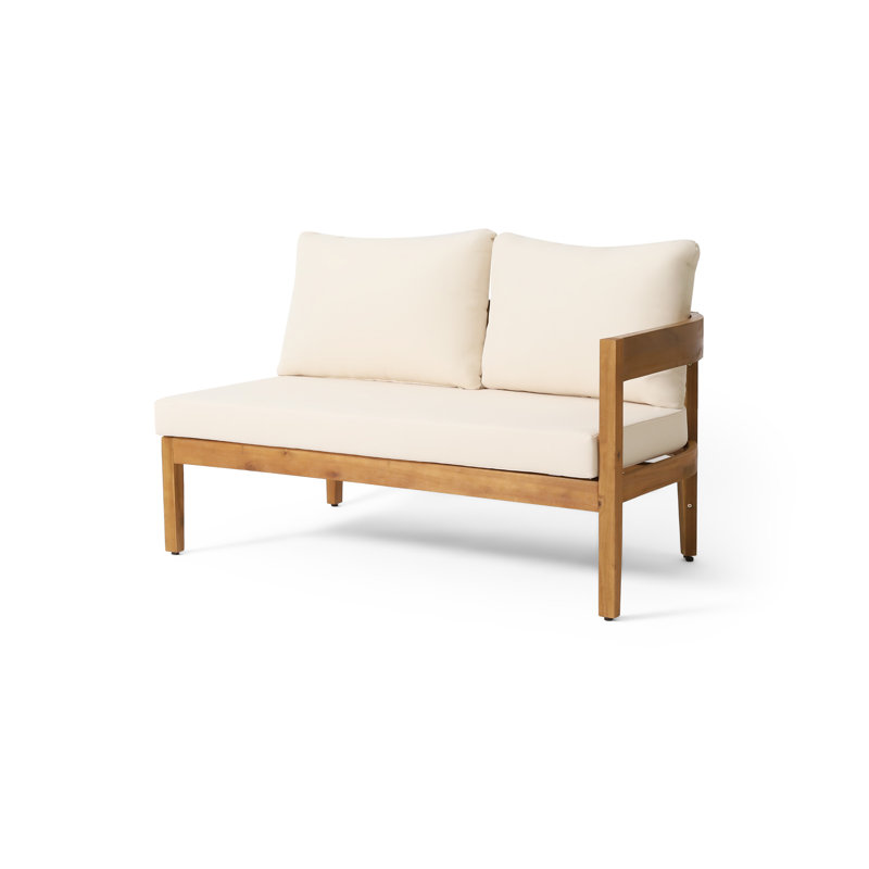 Canapé 2 places droit Brooklyn avec structure en bois d'acacia beige