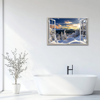 Art mural encadré photos d'hiver - Winter Wonderland, décoration murale sur toile, scène de neige, impressions de paysage pour le salon, arbre d'hiver pour décoration murale de chambre à coucher, 24 po x 32 po