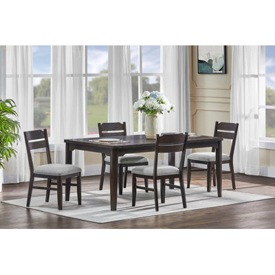 Beautiful Rectangular Dining Table Dark Oak Finish Upholstered Chair Wooden Furniture Dining Room Furniture