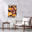 Affiche murale abstraite contemporaine représentant des coquelicots d'automne, avec des fleurs orange vif.-212311043