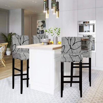 Jacquard Bar Chair Stool Cover - 4 Pack Stretch Chair Slipcover Pattern For Short Swivel Dining Chair-Counter Height Side Chairs Bar Stool Covers With Back Barstool Covers Slipcovers