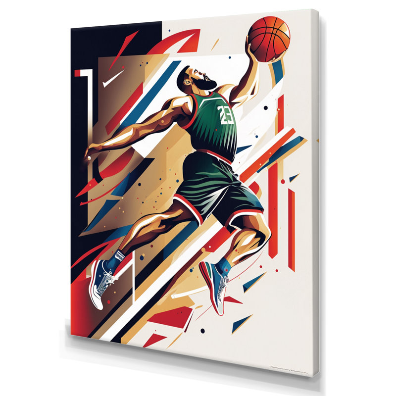 Basketball Slam Dunk sur toile, H 20 po x l 12 po x P 1 po