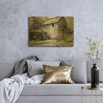 'Cable Mill Cades Cove' By Winthrope Hiers Gold Metal Wall Art, 36" x 24"
