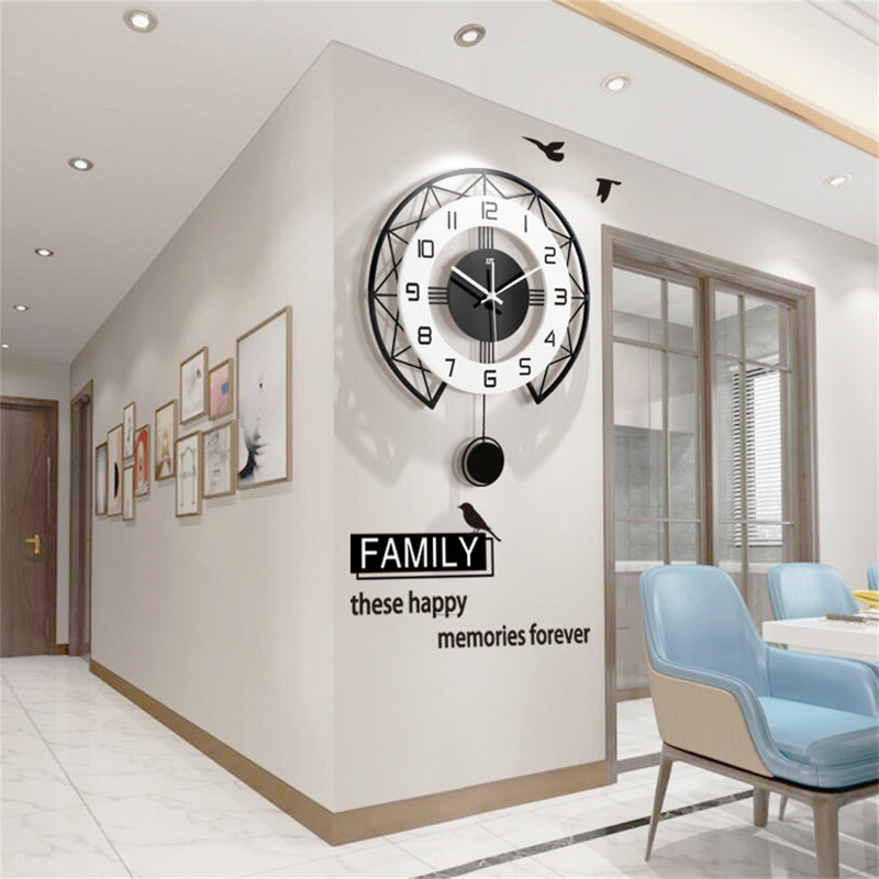 Modern Minimalist Silent Wall Clock For Living Room & Dining Room - Nordic Decorative Design With Premium Look
