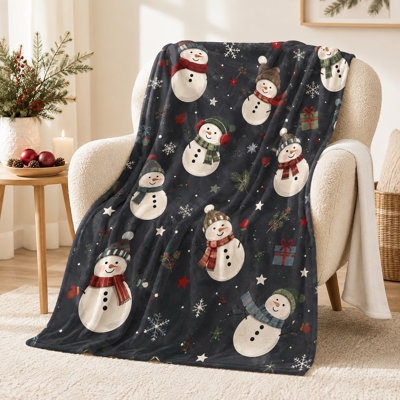 Rustic Deer Christmas Blanket with Pine Trees, Plaid Bands and Nordic Snowflakes, Flannel Throw for Sofa, Bed and Cozy Winter Cabin Evenings, 50 x 60 in