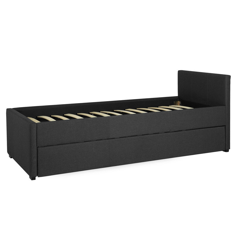 Shannen Upholstered Daybed with Trundle, Grey