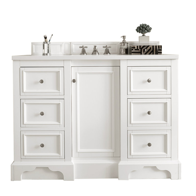 De Soto 48'' W Single Vanity, Bright White, Cala Blue Quartz, 8" Widespread