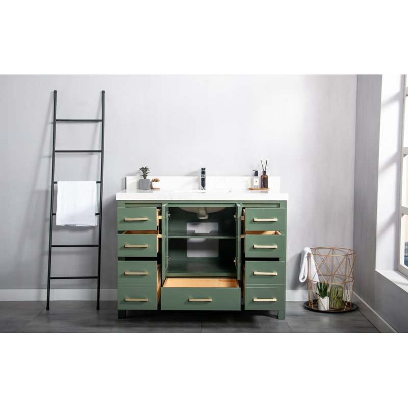 Ensemble de meuble-lavabo simple 42 po Uckfield, Calacatta, Vert