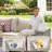Bobia 13-piece Modular Outdoor Wicker Sectional Sofa Set With Propane Fire Pit Table, Wide Armrests, Rattan Patio Conversation Set With Coffee Table And Cushions-1377889996