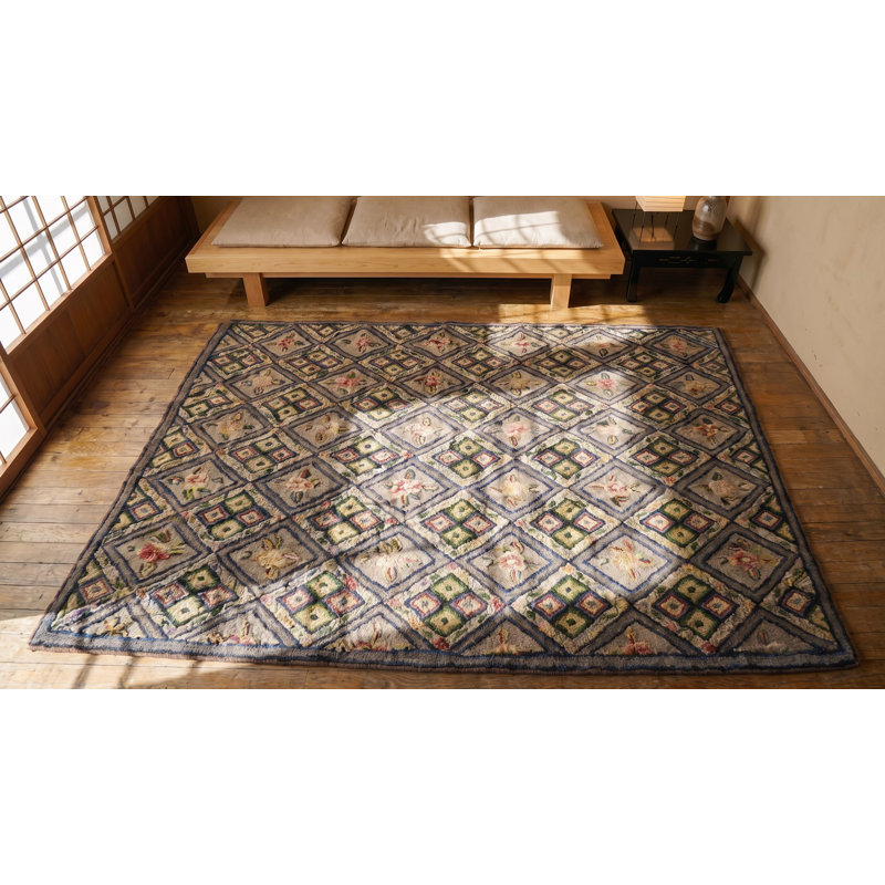 Antique American Hooked Rug Small Scatter Size Wool & Cotton Gray