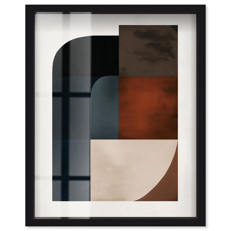 Intersecting Arcs III Shadowbox Print Midcentury Art par Art Remedy, H 37 po x l 31 po, Noir