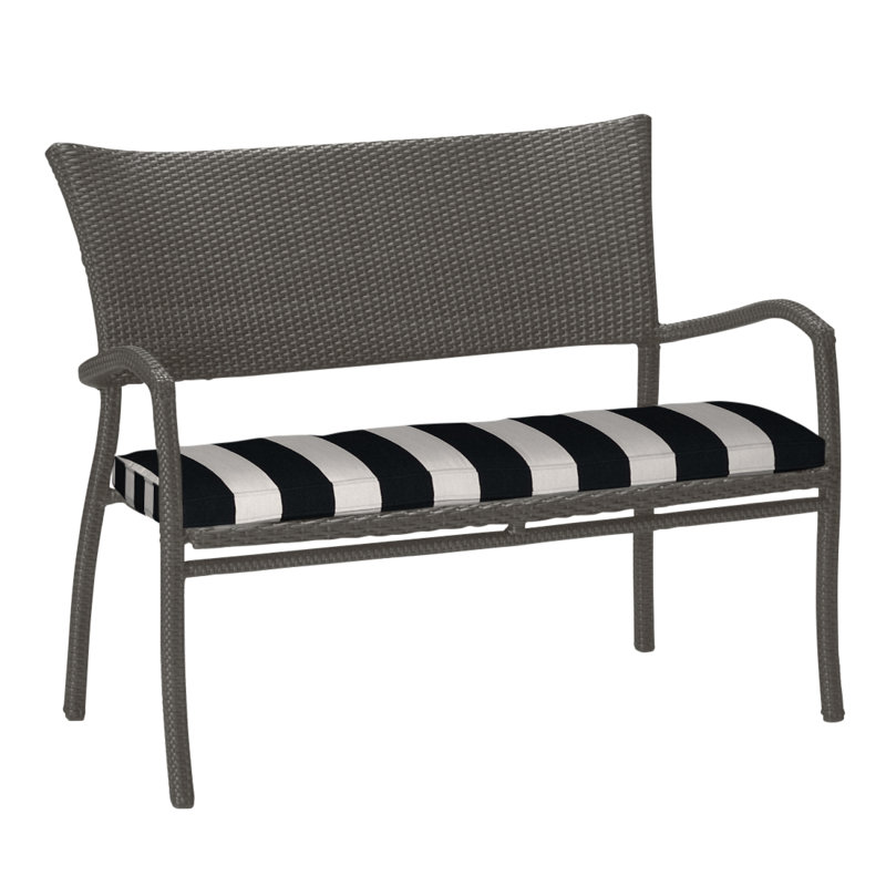 Banc tissé Skye - Gris ardoise, Gris ardoise, Sunbrella® ‑ Cabana à rayures minuit, Welt