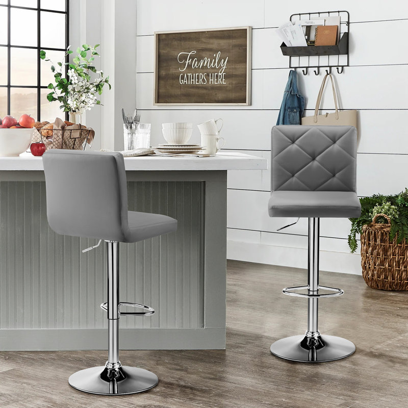 Tabouret de bar pivotant à hauteur réglable Corneliea, Gris clair
