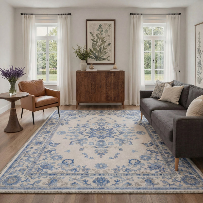Tapis d'intérieur lavable à la machine Airville, Rond 5 pi