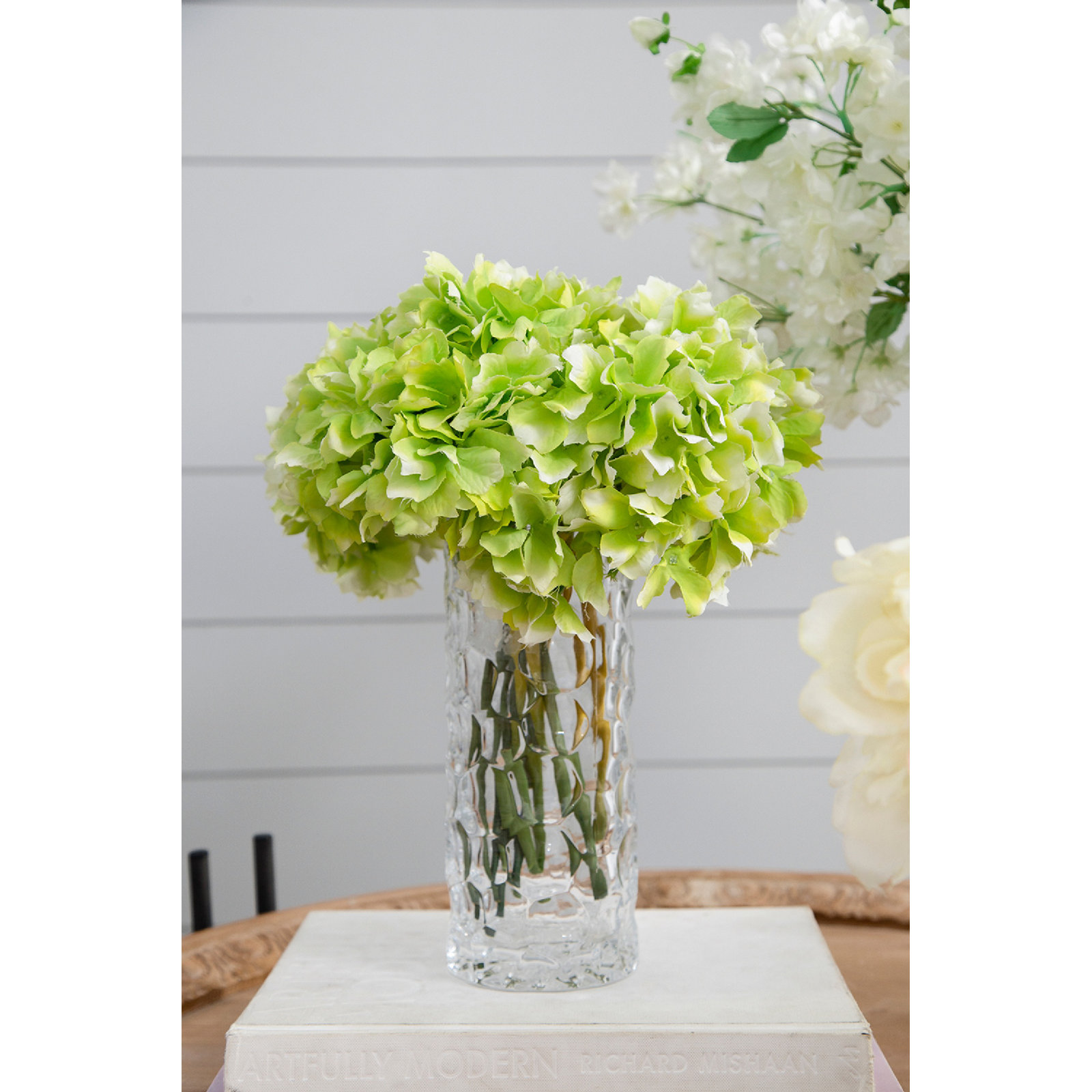14" Almost-Real Hydrangea - Set of 12, Green