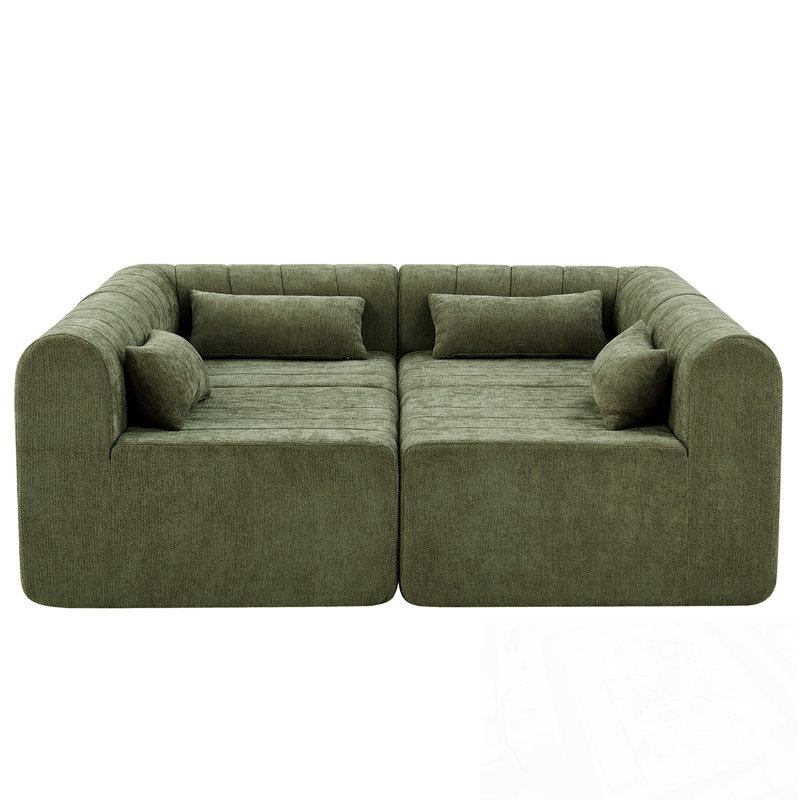 Canapé modulaire modulaire avec 4 coussins, Vert