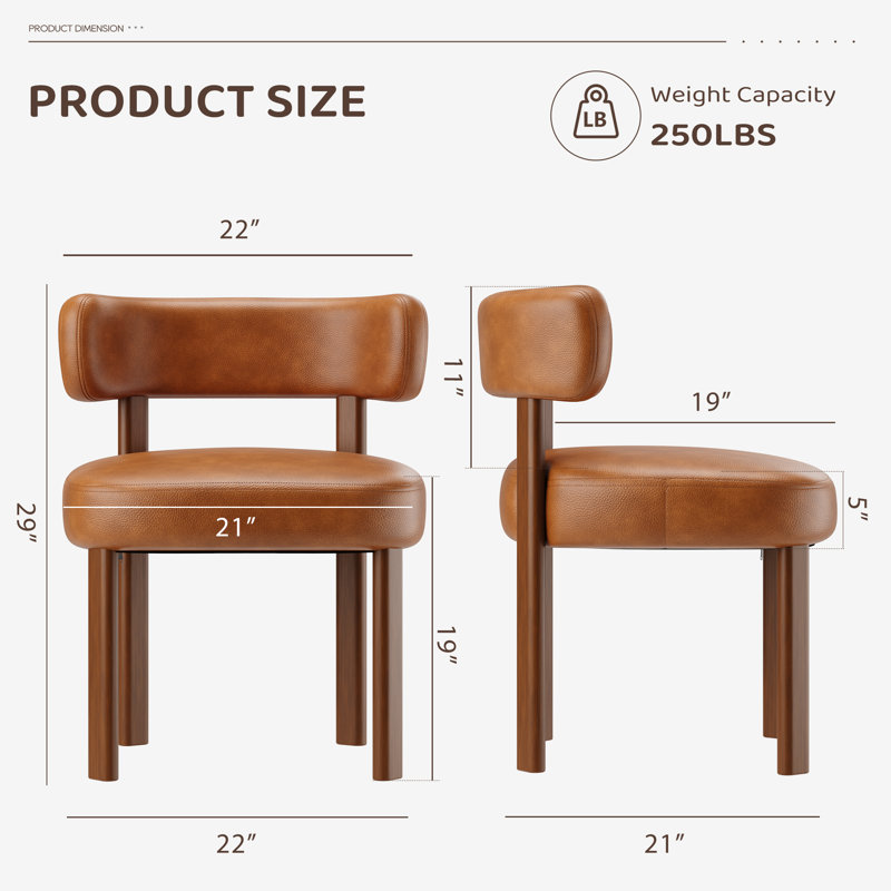 Chaise d'appoint rembourrée en similicuir, Brun