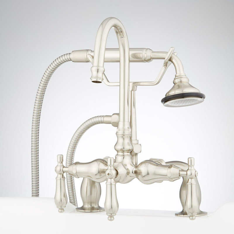 Allister Deck-Mount Tub Faucet and Hand Shower, Brushed Nickel