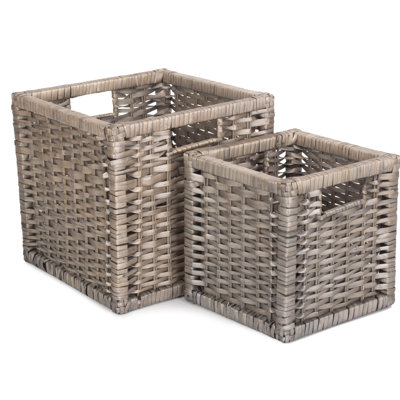 Split Wicker 2 Piece Storage Basket Set
