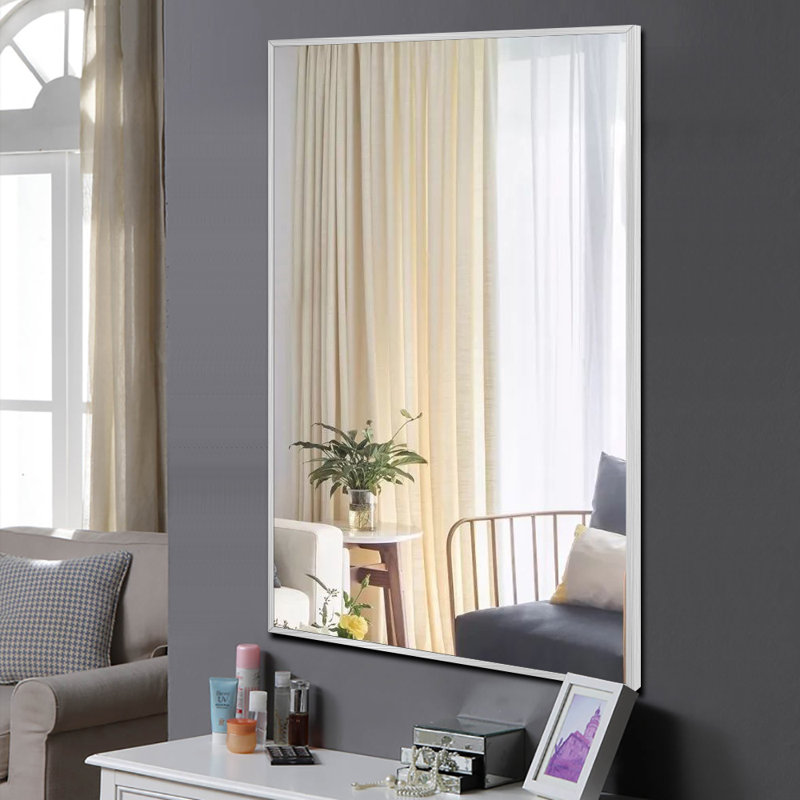 Jarrell Metal Flat Wall Mirror, Silver