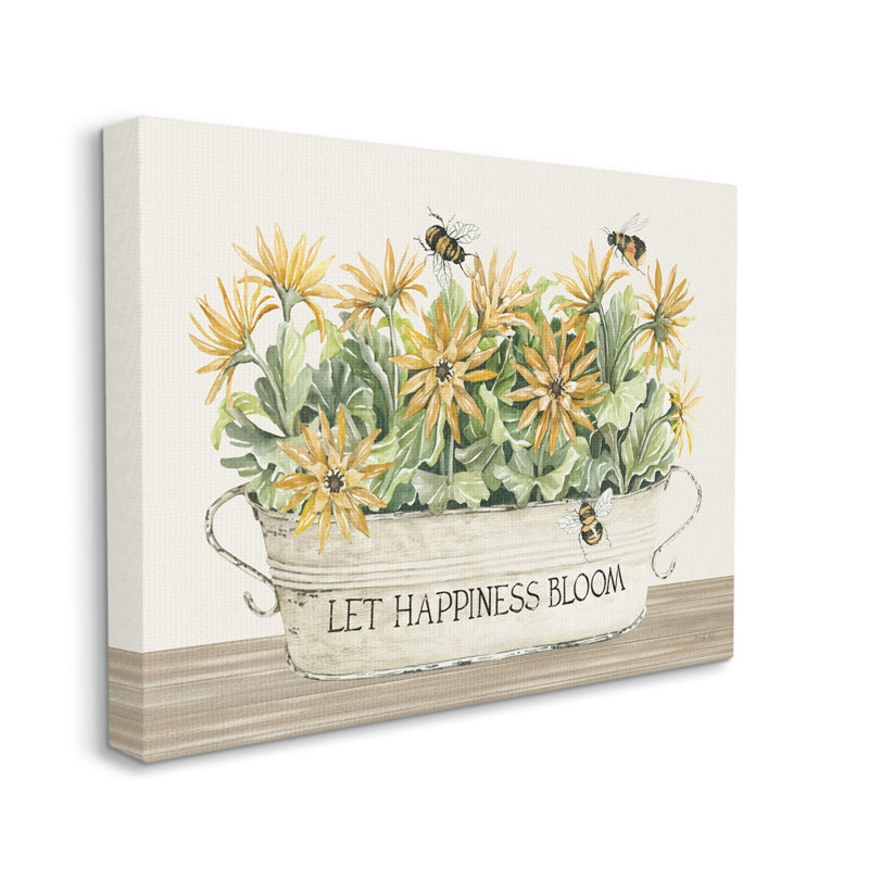 Happiness Bloom, insecte, abeille, Toile, H 36 po x l 48 po x P 1,5 po