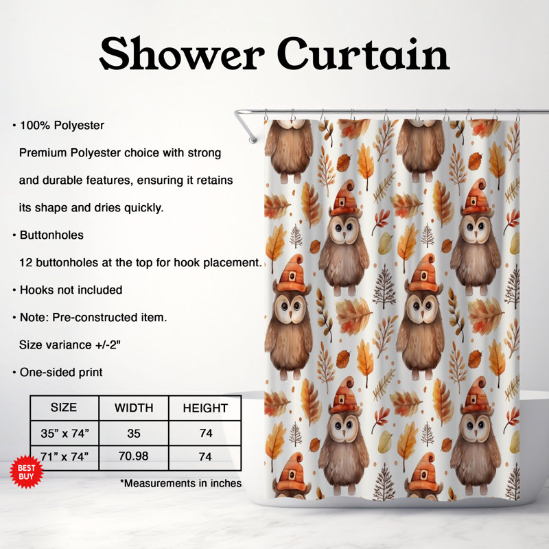 Rideau de douche Autumn Fun - Premium, H 74 po x l 71 po