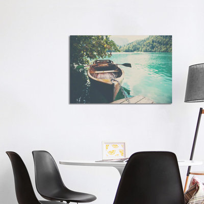 A Row Boat On Lake Bled In Slovenia by Laura Evans - Gallery-Wrapped Canvas Giclée on Canvas