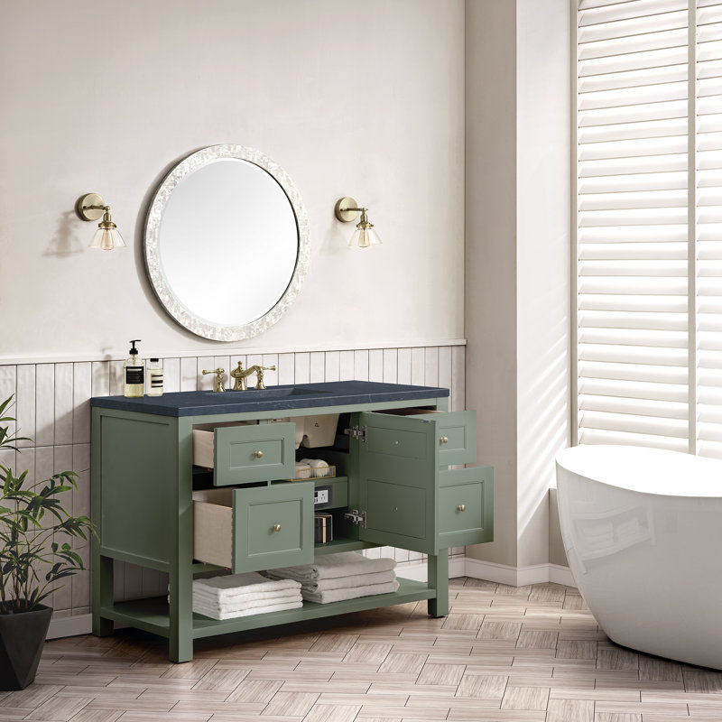 Breckenridge 48'' W Single Vanity, Charcoal Soapstone, Smokey Celadon, 8" Widespread