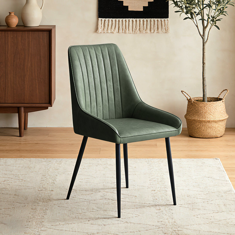Modern Faux Leather Upholstered Dining Chair with High Back , Green