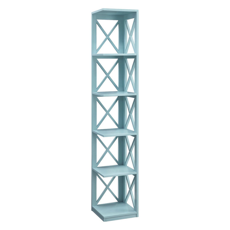 Darek 63.75" H x 12" W Corner Bookcase, Sea Foam