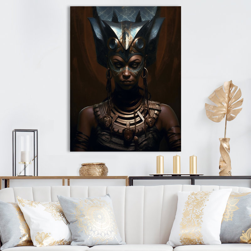 " Ancient Egyptian Queen ", 32" H x 16" W, Black Picture Framed