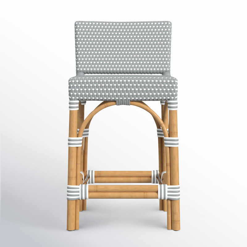 Tabouret de bar 24,5 po Estella, Blanc / pois bleu marine, Tabouret de comptoir (siège d'une hauteur de 24 p