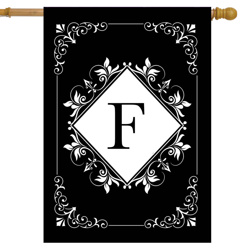 Black And White Monogram F House Flag