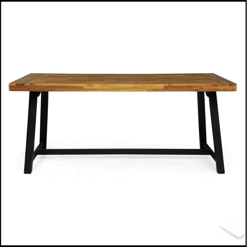 Table de salle à manger d'extérieur en bois d'acacia durable, parfaite pour recevoir et résistante aux intempéries