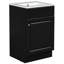 Meuble-lavabo noir de 50 cm avec vasque. Armoire à panneaux, tablette de porte et tablette intérieure réglable. Vasque en céramique lisse et imperméable. Vasque à charnières, noire. Armoire à utiliser. Revêtement teinté pour la vasque.