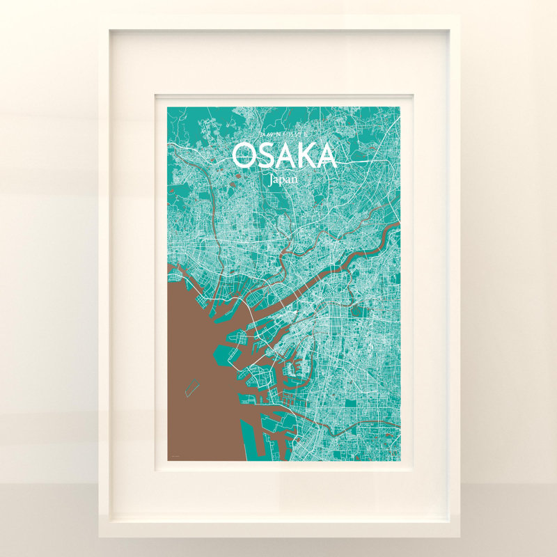 Osaka City Map In Nature - No Frame Print, 27.6cm H x 19.7cm W x 0.05cm D