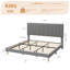 Structure de très grand lit avec tête de lit réglable, structure de lit très grand avec plateforme en velours, capitonnage à rainures verticales, lattes de bois robustes, aucun sommier requis, assemblage facile, gris-118103177-118103172