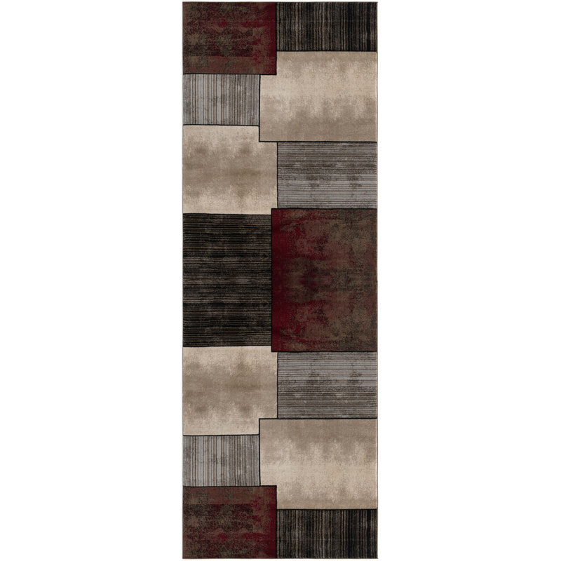 Tapis gris / beige Barrville, Tapis de couloir 2 pi 3 po x 20 pi