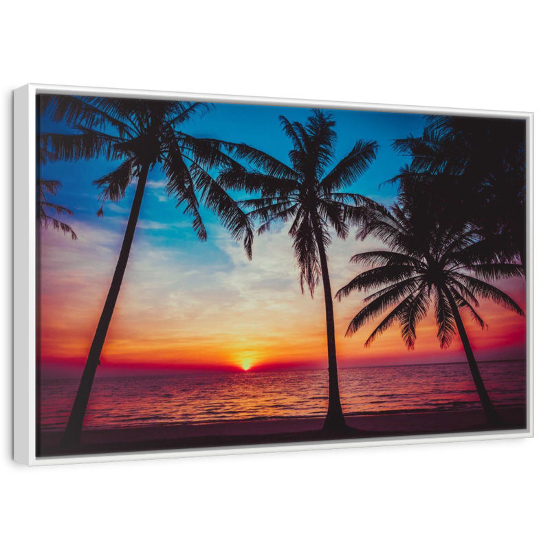 Coucher de soleil parfait sur Aurelus, Cadre flottant blanc, H 29 po x l 43 po