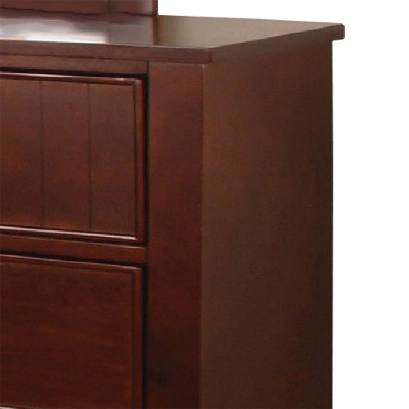 Commode en bois avec 6 tiroirs et pieds chanfreinés, brun cerise