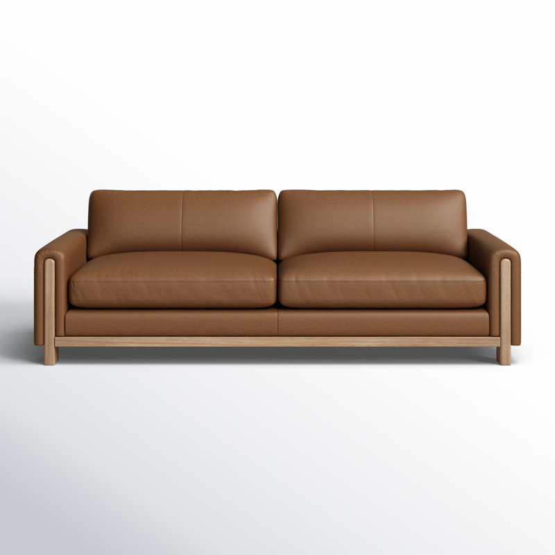 Adika 98.8'' Genuine Leather Upholstered Sofa