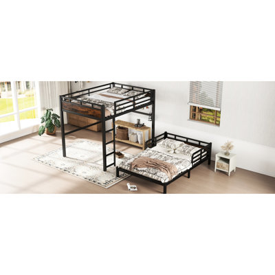 Lit double superposé double en métal de couleur rétro, détachable en lit mezzanine et plateforme, facile à assembler seul - lit de couleur, séparable pour différentes configurations de chambre, expérience de sommeil tranquille